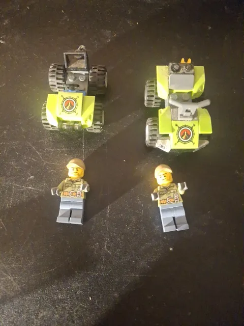 Lego City Volcano Atv Set Of 2 And 2 Male Worker Minifigures