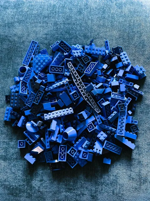 LEGO BLUE BRICKS WITH SPECIAL PEICES INCLUDED ONE POUND
