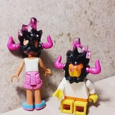 New LEGO Ghost Helmet Hair Ghoul Face in Back Translucent Pink Black Horns Cool