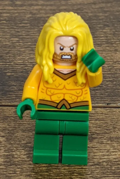 LEGO Aquaman Minifigure Green Legs Yellow Hair Orange Torso Collectible Toy