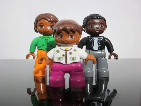 Lego Duplo Figure African American Woman Man Girl Black Brown Hair Family Lot