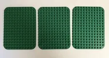 3 Green Lego DUPLO Baseplates 12 x 14, Rounded Edges, Thin