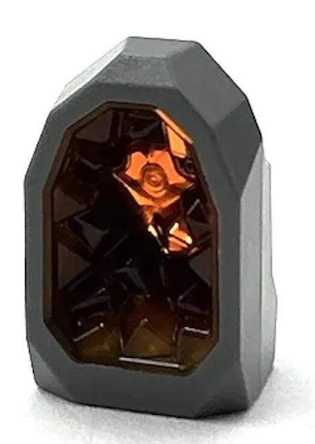 Lego New Dark Bluish Gray Rock 1 x 1 Geode w/ Molded Trans-Orange Crystals Part