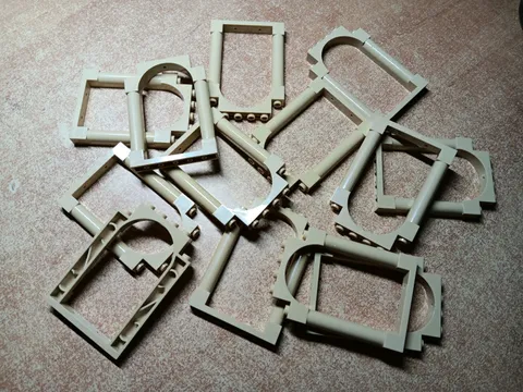 LEGO BULK LOT 13 TAN DOOR FRAME 1X6X7 PILLARS & TOP ARCH #40066
