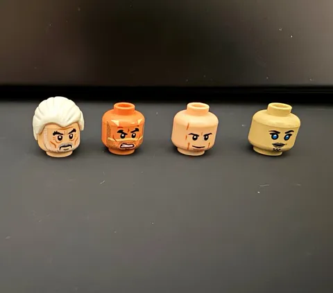 LEGO Star Wars Head Lot of 4: DOOKU, QUINLANN VOSS, LUMINARA, ANAKIN 9526