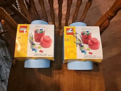 2 Pack LEGO Stackable Storage Brick 1 Knob- Light Blue Color