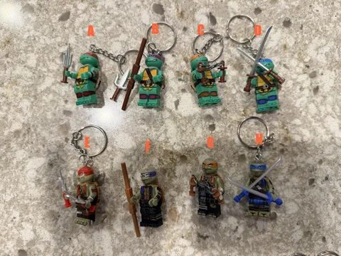 NEW TMNT Teenage Mutant Ninja Turtles Minifigures Custom Keychain Bag Charms