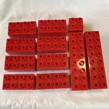 LEGO Red Bricks & Blocks Bulk Lot of 11 Mixed Plastic Building Pieces