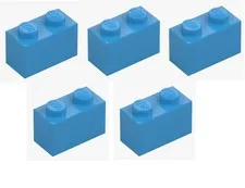 LEGO ® 5x brick 1x2 dark azur building block 6004943 3004 spare parts MOC friends sea
