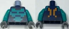 LEGO® Part 973pb4796c01 - Torso Pixelated Dark Turquoise and Black Shirt