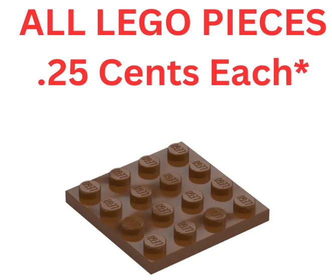LEGO Plate 4x4 Reddish Brown 3031 - Genuine LEGO Parts Pieces Bulk