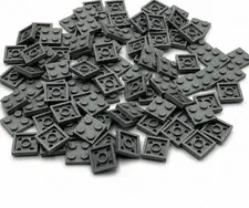 Lego 100 New Light Bluish Gray Plates 2 x 2 Stud Parts