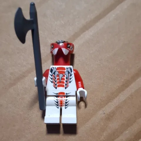 LEGO MINIFIGURES Warrior Minifigure Red & White with Grey Axe Accessory