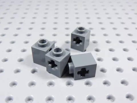 LEGO Lot of 4 Dark Bluish Gray 1x1 Technic Bricks w/ Axle Hole BP