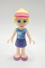 Lego Friends Figure Minifig Stephanie - Blue Palm Tree Top, From Set #41129