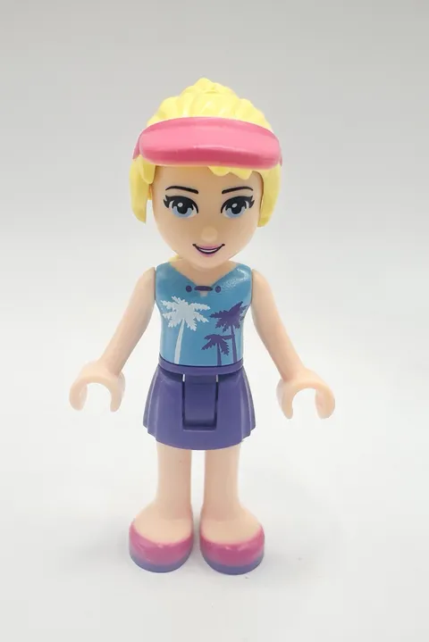 Lego Friends Figure Minifig Stephanie - Blue Palm Tree Top, From Set #41129