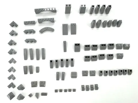 LEGO Light Gray Replacement Parts 80 + Pieces Slopes Arches Corners + More