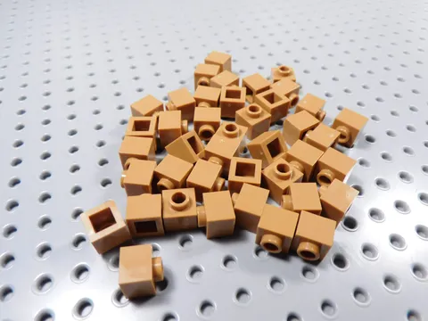 LEGO Lot of 40 Medium Nougat 1x1x2/3 Modified Bricks w/ Open Stud BP