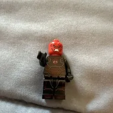 LEGO Minifigure Red Head w/ Black Suit Outfit, Plastic Figure