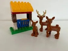 LEGO DUPLO ~ Deer!  Buck w/ Antlers, Doe, Fawn + Feeding ~ 10584 Forest Farm Zoo