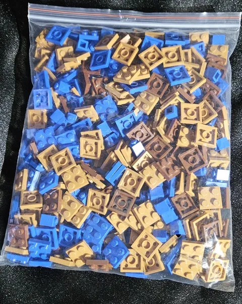 LEGO Bulk Lot 0.5 lb 325+ Pcs 2x2 Plates Mixed Blue Brown Medium Nougat MOC New
