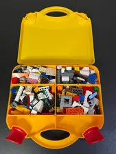 Lego Carrying Case Storage Container Yellow Moveable Dividers w/ Random Parts