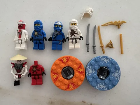 LEGO Ninjago 2011 Minifigure Lot Zane Golden Jay ZX Snappa Frakjaw + Spinners