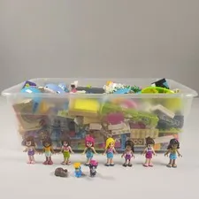 LEGO Friends Bulk Lot 3 Lbs Mixed Bricks Parts 8 Mini Dolls 2 Animals Incomplete