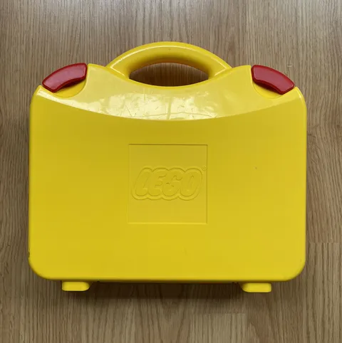 LEGO Yellow Hard Plastic Carrying Carry Case Storage Box with Handle Dividers
