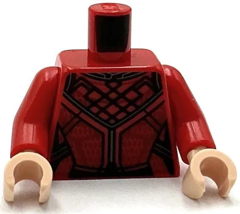Lego New Red Minifigure Torso Tang Ornate w/ Black Ribbing Dark Red Trim Part
