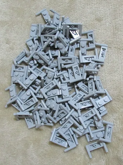 LEGO Plate, Modified 1x2 w/ Bar Handles Lt Bluish Gray no. 3839B (Qty 50) *NEW*