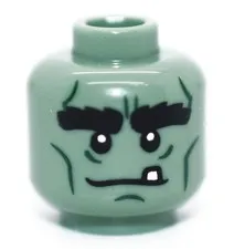 1 New LEGO Minifigure Head Frankenstein Monster sand green alien tooth 6538820
