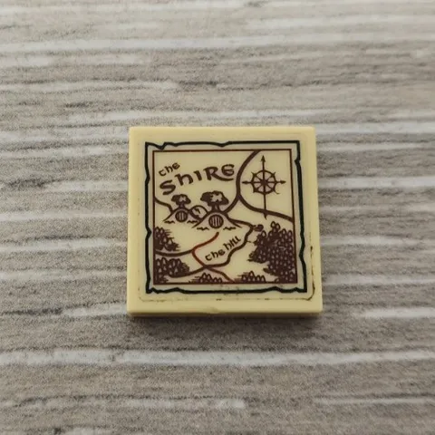 Lego 3068pb0641 Tan Tile 2 x 2 with Map the Shire Pattern Sticker From Set 79003