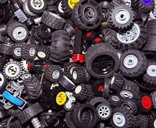 LEGO 1/2lb Bulk Lot Wheels Tires Rims Assorted Colors Mix Bulk *CLEAN*