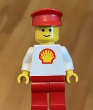 LEGO Classic Town Shell  Service Station Worker Red Hat, Solid Stud Head, Logo