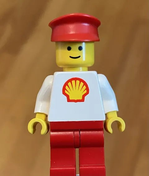 LEGO Classic Town Shell  Service Station Worker Red Hat, Solid Stud Head, Logo