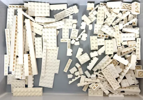 LEGO White Brick & Plate Lot Bulk Genuine Parts Mixed Long Plates Blocks