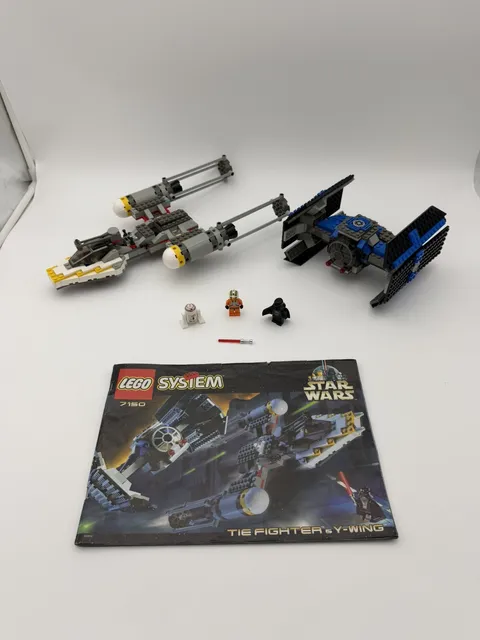 LEGO Star Wars 7150 TIE Fighter & Y-wing Complete Darth Vader Dutch Droid (READ)