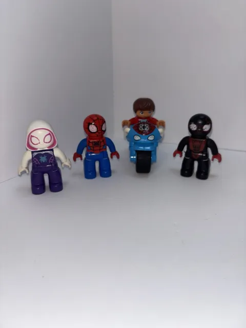 Duplo Figure Lot 4 MARVEL SPIDER-MAN MILES Black Ghost GWEN White Spider Man