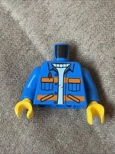 LEGO Blue Torso Construction Worker Truck Driver Minifig Jacket Pen over Sweater