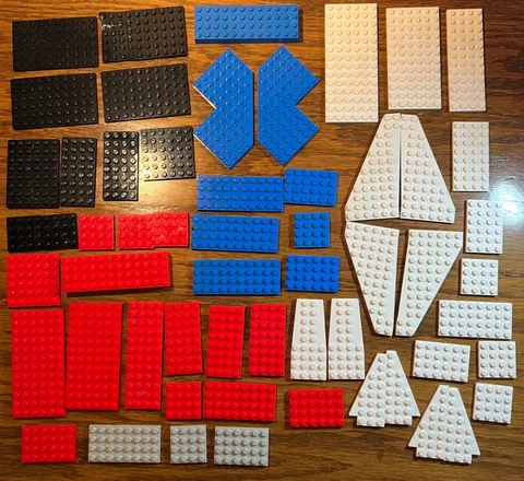 Lot of 57 Lego Base Plates, various sizes, colors, mid to small, 8x16 to 4x4