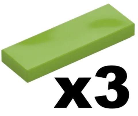 Lego 3 New Lime Green TILE 1 x 3 Stud Piece Smooth Flat Building Part GR05 