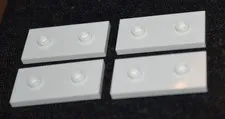 4 ~ 2x4 White Tile w/ 2 Center Nub / Knob / Jumper Bricks ~ NEW Lego Parts ~