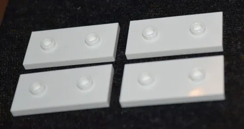4 ~ 2x4 White Tile w/ 2 Center Nub / Knob / Jumper Bricks ~ NEW Lego Parts ~