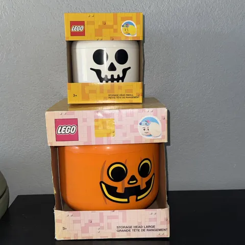 LEGO Storage Head Small Skeleton and Large Pumpkin
