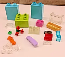 Random Lot of 26 LEGO Translucent Pieces Duplo Bricks Flowers Special Colors