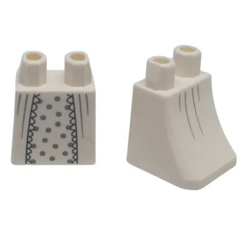 LEGO 2x White Minifigure Skirt Nightgown Lace Striped Dress Lower Body