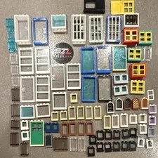 LEGO Doors & Window Frames/Panels Bulk Lot, 100+pcs! Ships FREE!!