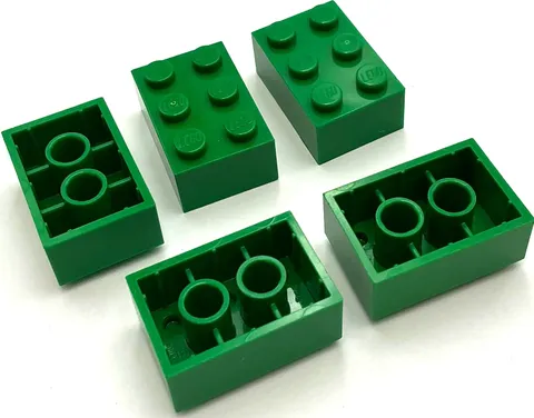Lego 5 New Green Brick Building Blocks 2 x 4 Parts