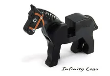 LEGO Vintage Black Horse Moveable Head with Drown Bridle (73392 75998) - x1